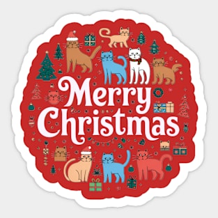 Merry Christmas Cats Sticker